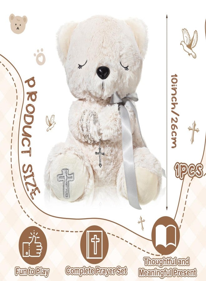 MiniInflat Blessed Plush Bear 10 Inches with Rosary Set Dedication and Baptism Gifts for Girl Boy First Communion Catholic Christening Gifts for Girls Plush Toy Praying Plush Animal, Bear - Image 2